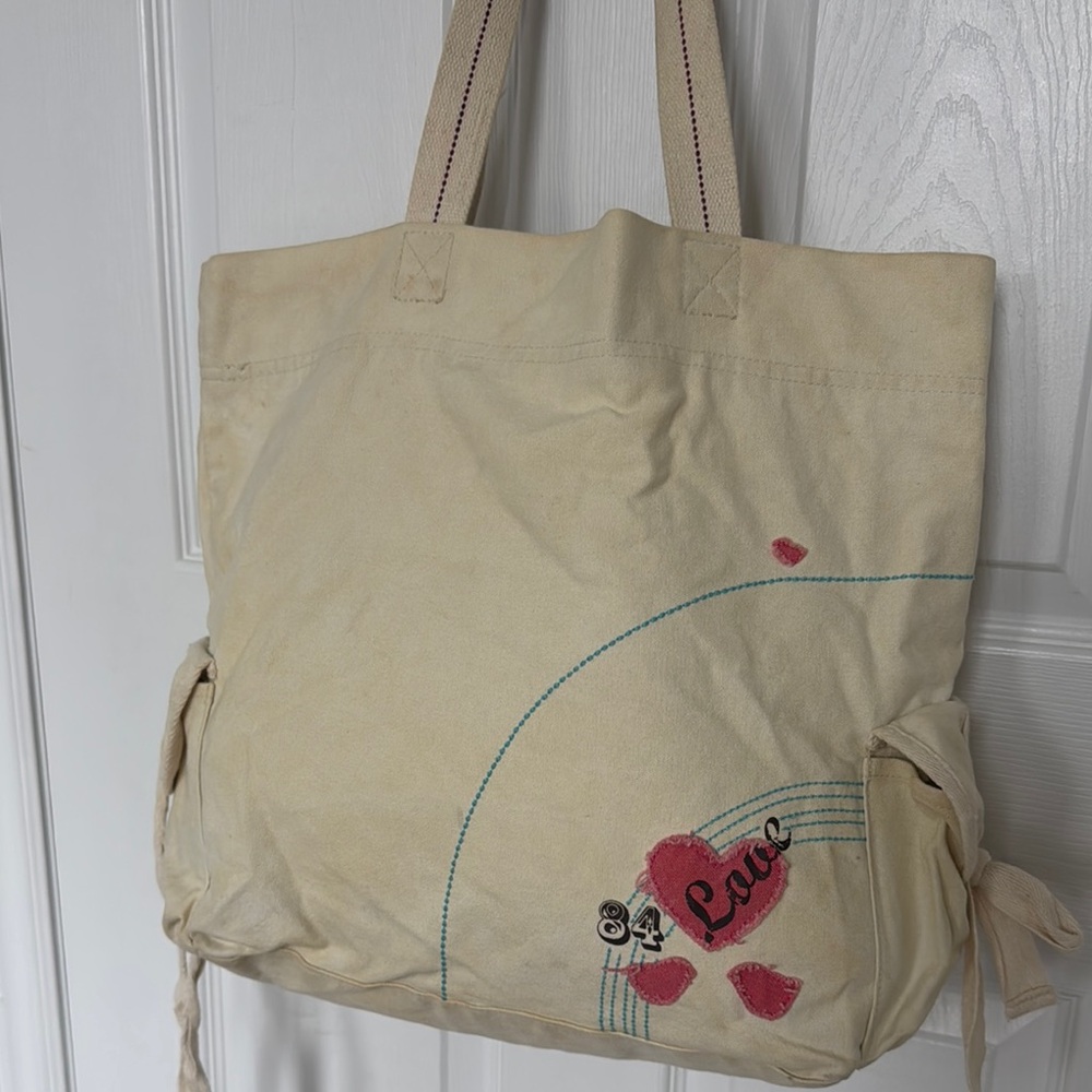 Love Canvas Tote Bag - Cream